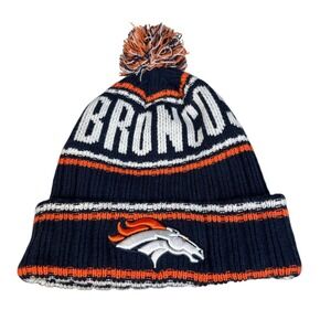Denver Broncos NFL‎ Saskatoon Knit Beanie Hat Blue Orange Preowned Fan Gear